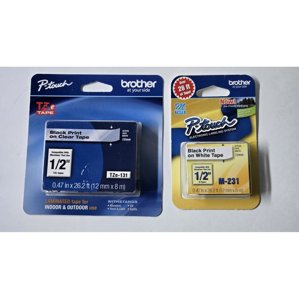 Brother P touch TZe 131 TZe 131W M 231 M 231W Label Tape Black Print‎ New